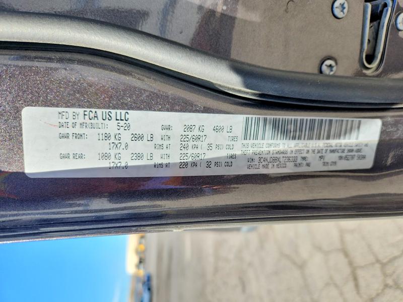 2020 Jeep Compass მანქანა იყიდება აუქციონზე, vin: 3C4NJDBBXLT236333, აუქციონის ნომერი: 64508806