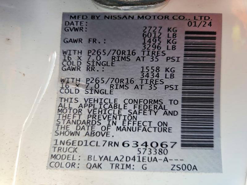 Продажа на аукционе авто 2024 Nissan Frontier, vin: 1N6ED1CL7RN634067, номер лота: 68862446