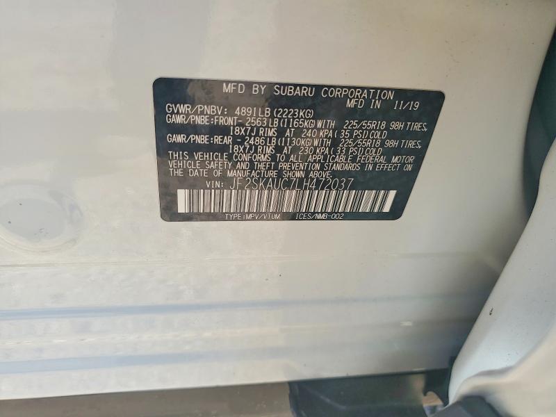 Продажа на аукционе авто 2020 Subaru Forester, vin: JF2SKAUC7LH472037, номер лота: 67672666