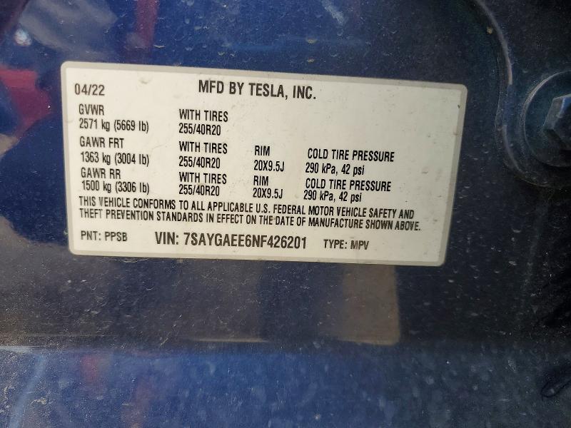 Aukcja sprzedaży 2022 Tesla Model Y, vin: 7SAYGAEE6NF426201, numer aukcji: 67222086