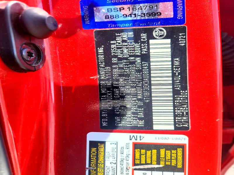 Auction sale of the 2010 Toyota Camry, vin: 4T1BF3EK3AU080497, lot number: 69428016