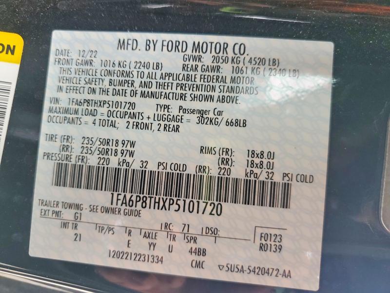 Aukcja sprzedaży 2023 Ford Mustang, vin: 1FA6P8THXP5101720, numer aukcji: 69878786