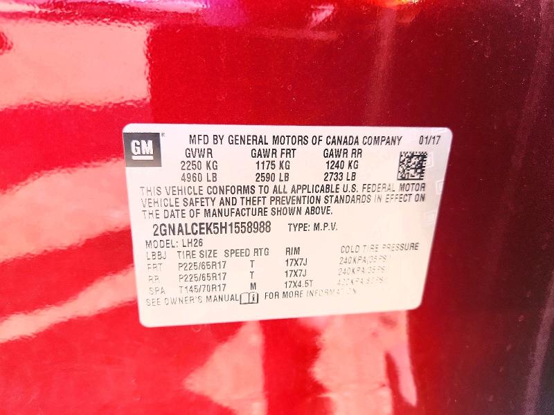 2017 Chevrolet Equinox მანქანა იყიდება აუქციონზე, vin: 2GNALCEK5H1558988, აუქციონის ნომერი: 67680856