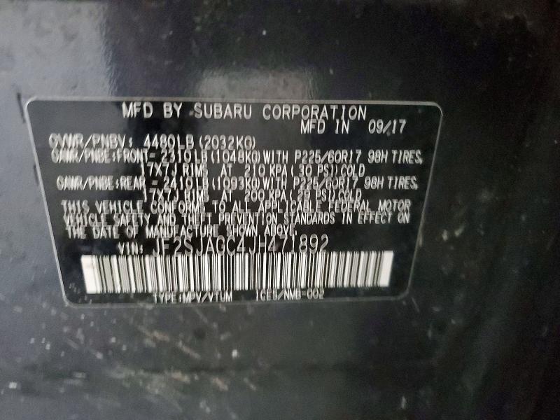 Продажа на аукционе авто 2018 Subaru Forester, vin: JF2SJAGC4JH471892, номер лота: 67650446