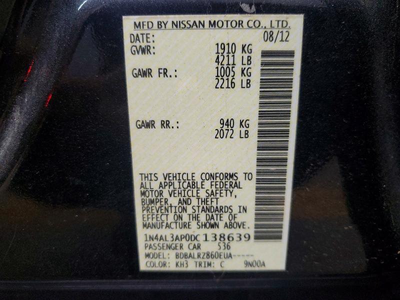 Aukcja sprzedaży 2013 Nissan Altima, vin: 1N4AL3AP0DC138639, numer aukcji: 68394636