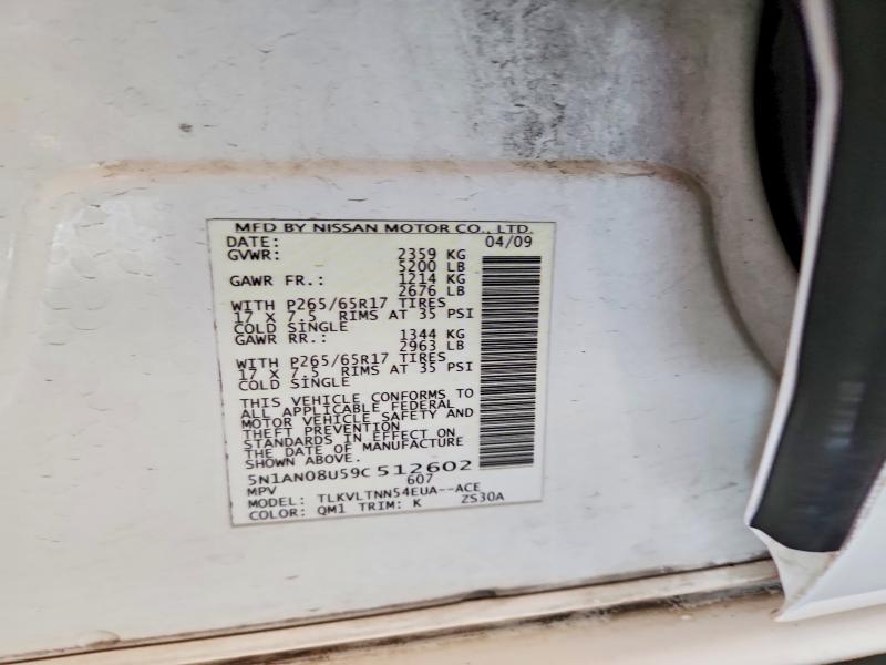 2009 Nissan Xterra მანქანა იყიდება აუქციონზე, vin: 5N1AN08U59C512602, აუქციონის ნომერი: 69577076