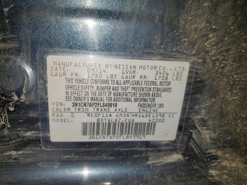 Aukcja sprzedaży 2015 Nissan Versa, vin: 3N1CN7AP2FL849919, numer aukcji: 68130726