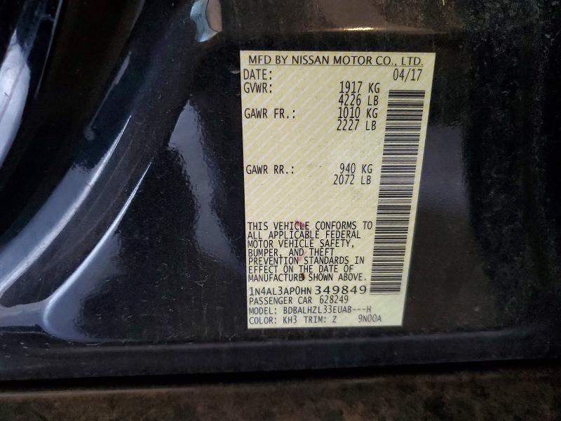 68369336 :رقم المزاد ، 1N4AL3AP0HN349849 vin ، 2017 Nissan Altima مزاد بيع