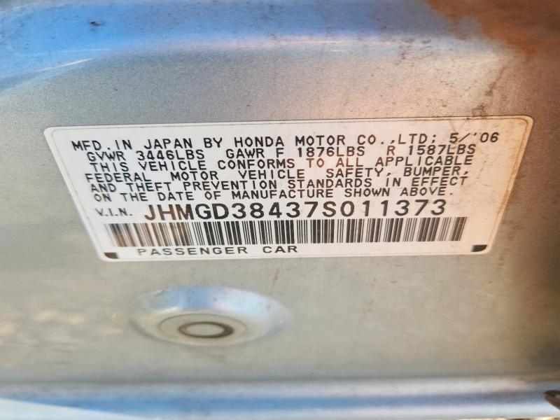 2007 Honda Fit მანქანა იყიდება აუქციონზე, vin: JHMGD38437S011373, აუქციონის ნომერი: 68785576