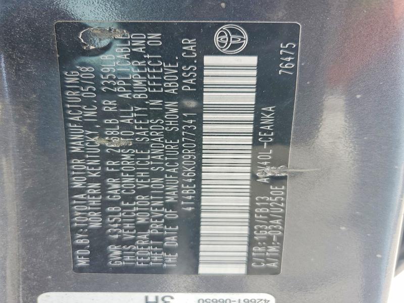 Aukcja sprzedaży 2009 Toyota Camry, vin: 4T4BE46K09R077341, numer aukcji: 70017376