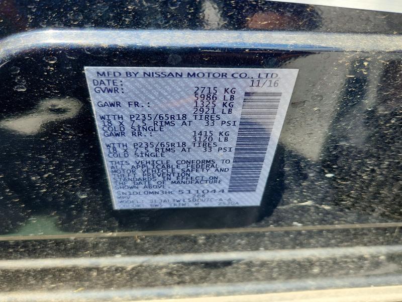 67219536 :رقم المزاد ، 5N1DL0MN3HC511044 vin ، 2017 Infiniti Qx60 مزاد بيع