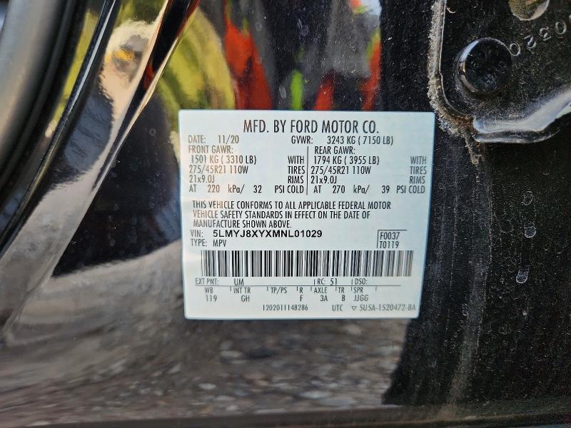 2021 Lincoln Aviator მანქანა იყიდება აუქციონზე, vin: 5LMYJ8XYXMNL01029, აუქციონის ნომერი: 70147786