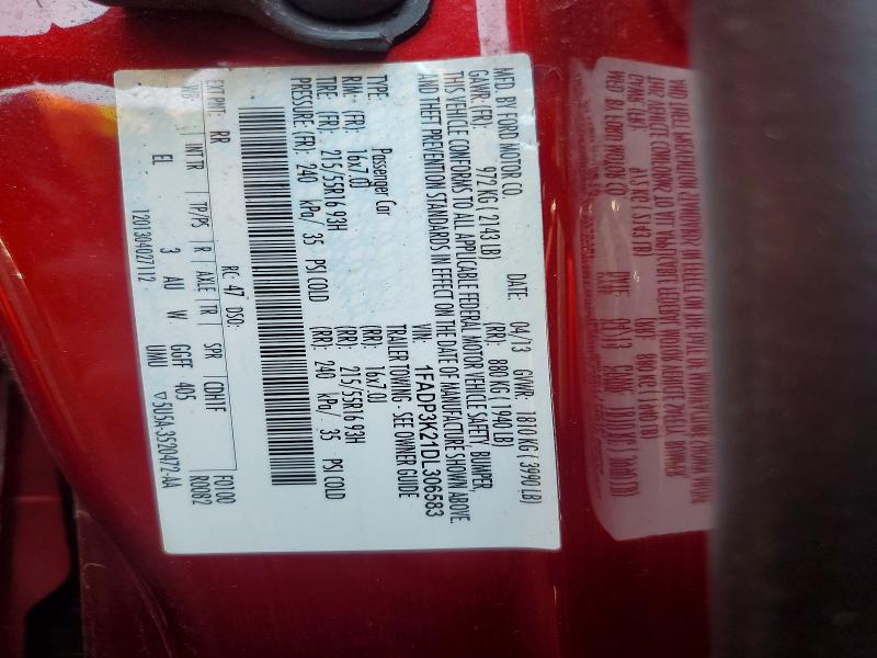 Auction sale of the 2013 Ford Focus, vin: 1FADP3K21DL306583, lot number: 69844726