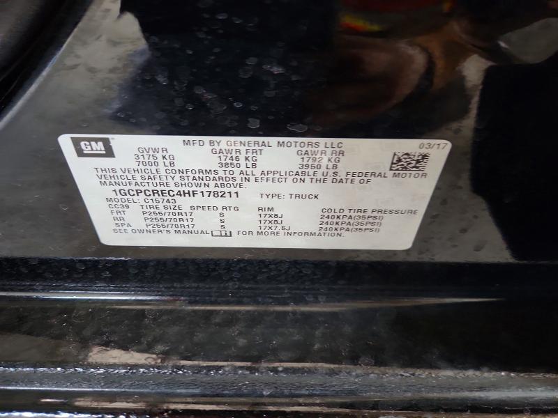 69058466 :رقم المزاد ، 1GCPCREC4HF178211 vin ، 2017 Chevrolet Silverado مزاد بيع