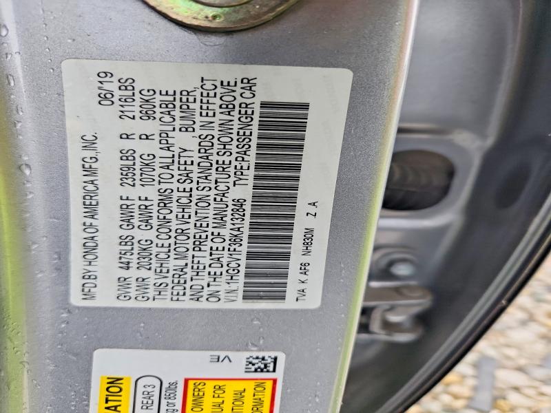 Aukcja sprzedaży 2019 Honda Accord, vin: 1HGCV1F36KA132846, numer aukcji: 70989466