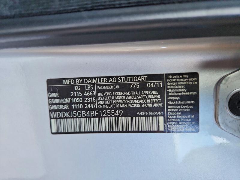68442236 :رقم المزاد ، WDDKJ5GB4BF125549 vin ، 2011 Mercedes-benz E مزاد بيع