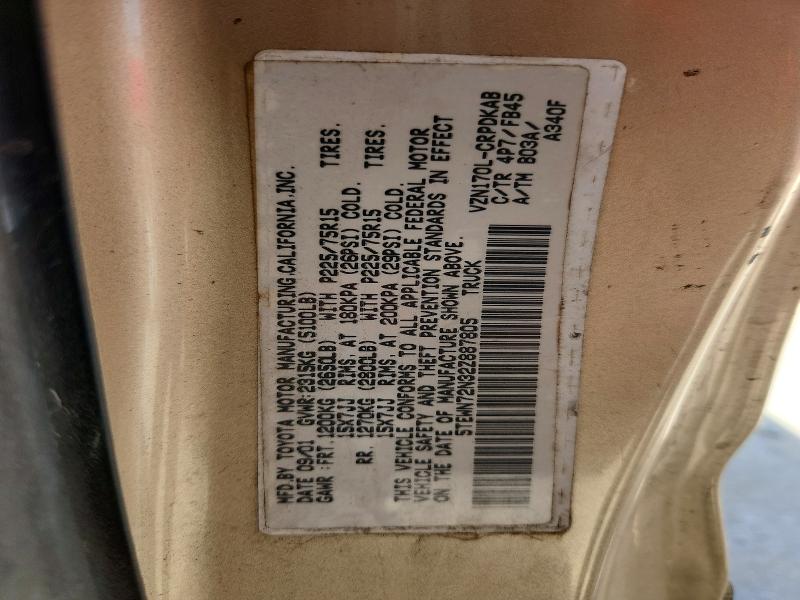 2002 Toyota Tacoma მანქანა იყიდება აუქციონზე, vin: 5TEWN72N32Z887805, აუქციონის ნომერი: 69416706
