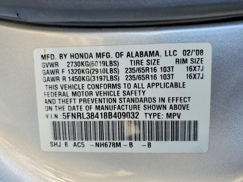 Продажа на аукционе авто 2008 Honda Odyssey, vin: 5FNRL38418B409032, номер лота: 70154636