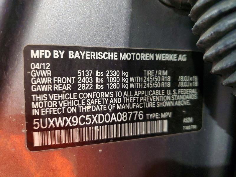 Aukcja sprzedaży 2013 Bmw X3, vin: 5UXWX9C5XD0A08776, numer aukcji: 66939076