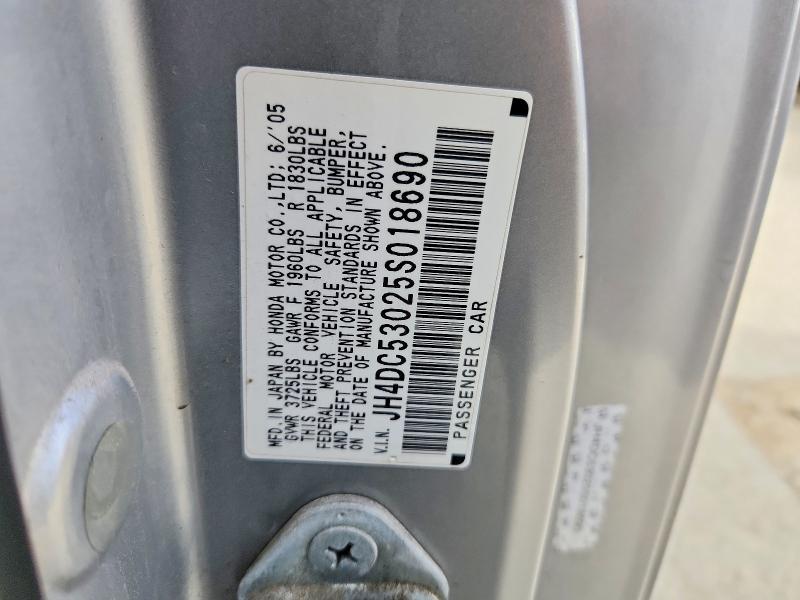 67639426 :رقم المزاد ، JH4DC53025S018690 vin ، 2005 Acura Rsx مزاد بيع
