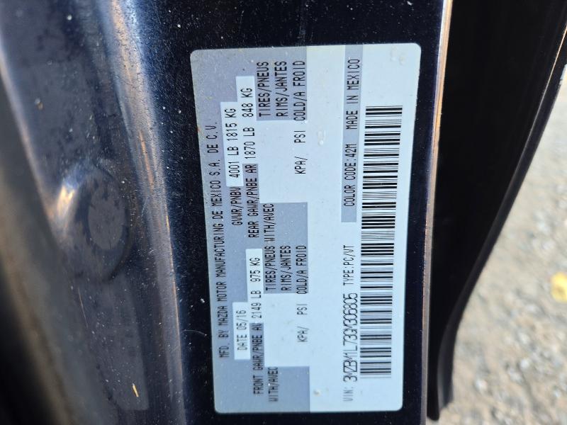 70127476 :رقم المزاد ، 3MZBM1L73GM306805 vin ، 2016 Mazda 3 مزاد بيع