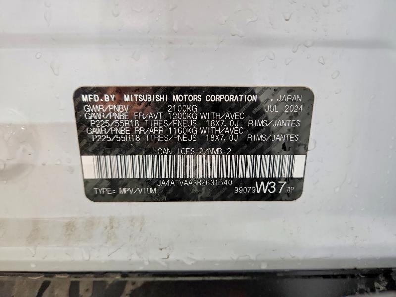 2024 Mitsubishi Eclipse Cross მანქანა იყიდება აუქციონზე, vin: JA4ATVAA3RZ631540, აუქციონის ნომერი: 66845826
