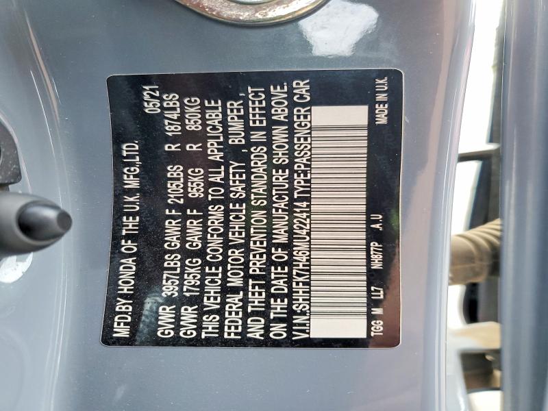 Продаж на аукціоні авто 2021 Honda Civic, vin: SHHFK7H46MU422414, номер лоту: 67784726