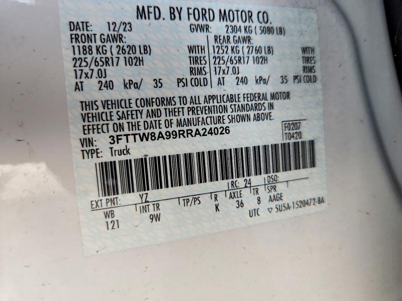 Продаж на аукціоні авто 2024 Ford Maverick, vin: 3FTTW8A99RRA24026, номер лоту: 67516536