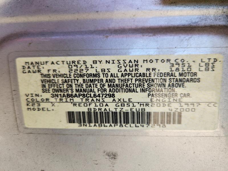 Продаж на аукціоні авто 2012 Nissan Sentra, vin: 3N1AB6AP8CL647298, номер лоту: 68504086
