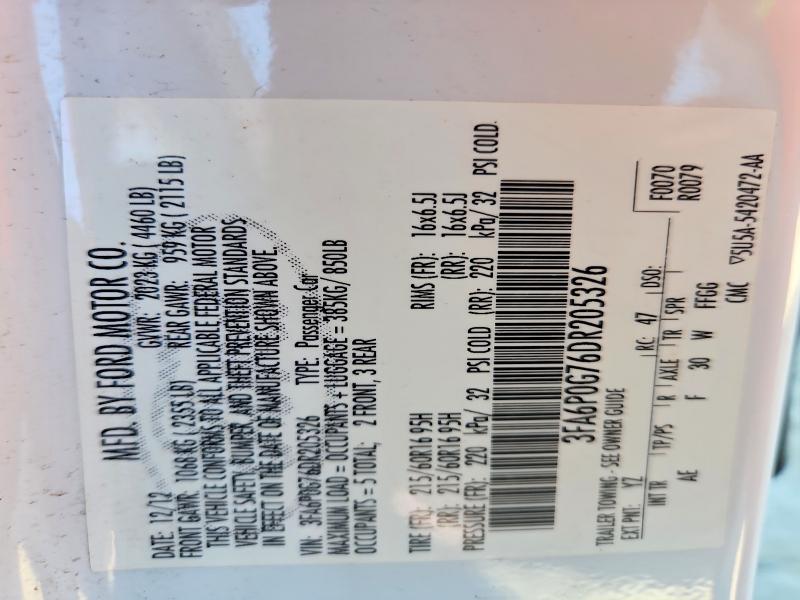 Продаж на аукціоні авто 2013 Ford Fusion, vin: 3FA6P0G76DR205326, номер лоту: 67785286