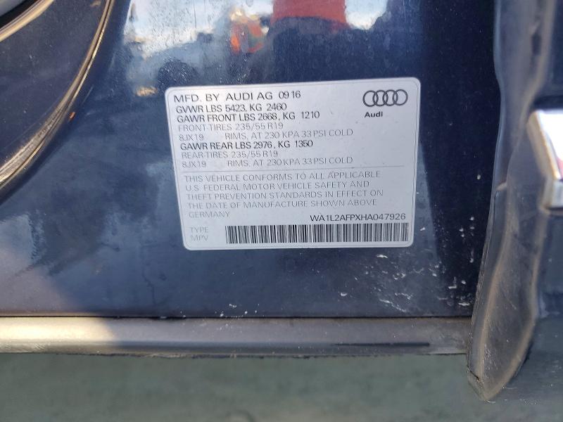 Aukcja sprzedaży 2017 Audi Q5, vin: WA1L2AFPXHA047926, numer aukcji: 68104926