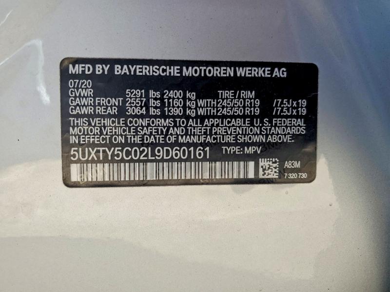 Aukcja sprzedaży 2020 Bmw X3, vin: 5UXTY5C02L9D60161, numer aukcji: 66569166