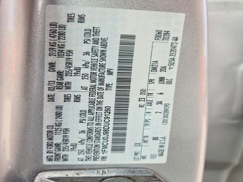 Aukcja sprzedaży 2013 Ford Escape, vin: 1FMCU0J98DUC91260, numer aukcji: 68090106