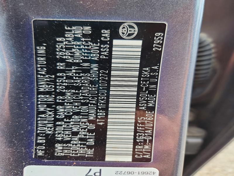 Продажа на аукционе авто 2012 Toyota Camry, vin: 4T1BF1FK9CU107272, номер лота: 69221816