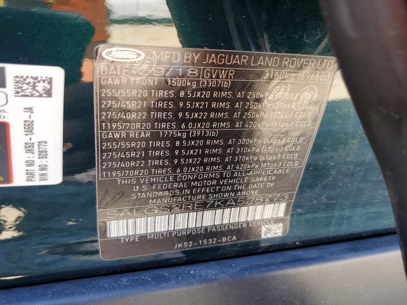 Aukcja sprzedaży 2019 Land Rover Range Rover, vin: SALGS2RE7KA528773, numer aukcji: 68380146