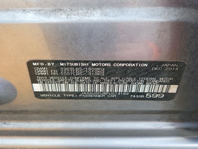 2015 Mitsubishi Lancer მანქანა იყიდება აუქციონზე, vin: JA32U2FU8FU013162, აუქციონის ნომერი: 67289366