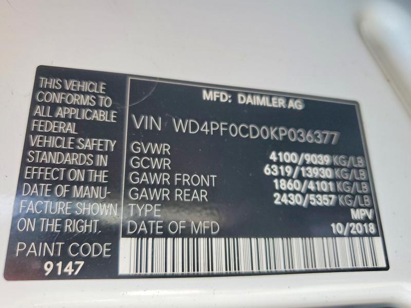 Aukcja sprzedaży 2019 Mercedes-benz Sprinter, vin: WD4PF0CD0KP036377, numer aukcji: 66770566