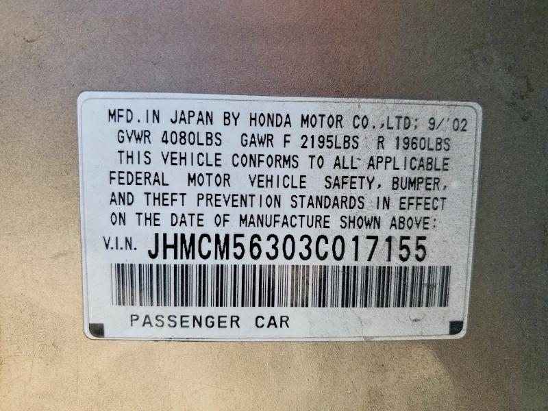 Продажа на аукционе авто 2003 Honda Accord, vin: JHMCM56303C017155, номер лота: 67369486
