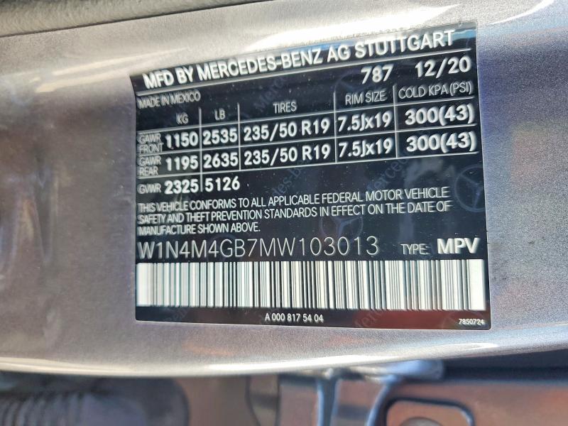 Продажа на аукционе авто 2021 Mercedes-benz Glb, vin: W1N4M4GB7MW103013, номер лота: 67644956