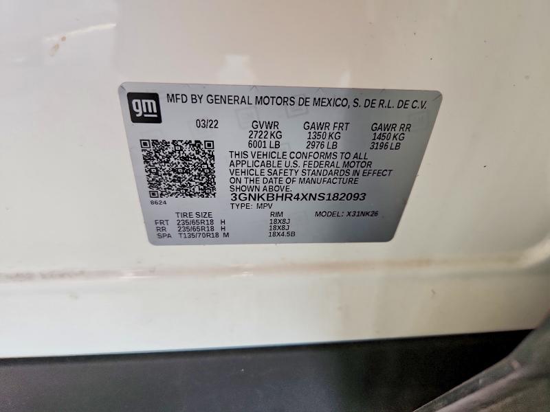 Продажа на аукционе авто 2022 Chevrolet Blazer, vin: 3GNKBHR4XNS182093, номер лота: 70447716