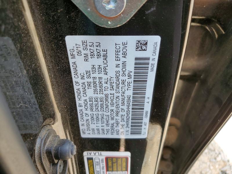 Продаж на аукціоні авто 2017 Honda Cr-v, vin: 2HKRW2H55HH645940, номер лоту: 70357266