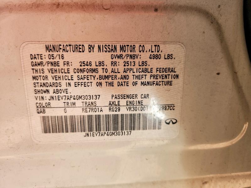 Aukcja sprzedaży 2016 Infiniti Q50, vin: JN1EV7AP4GM303137, numer aukcji: 69976786