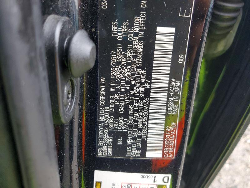 Aukcja sprzedaży 2012 Toyota 4runner, vin: JTEBU5JRXC5096536, numer aukcji: 69850966
