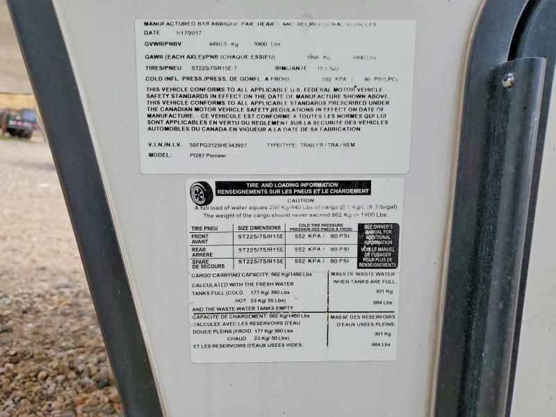 Aukcja sprzedaży 2017 Kz-rv Pioneer Se Ds32, vin: 5SFPG3125HE343927, numer aukcji: 66568976