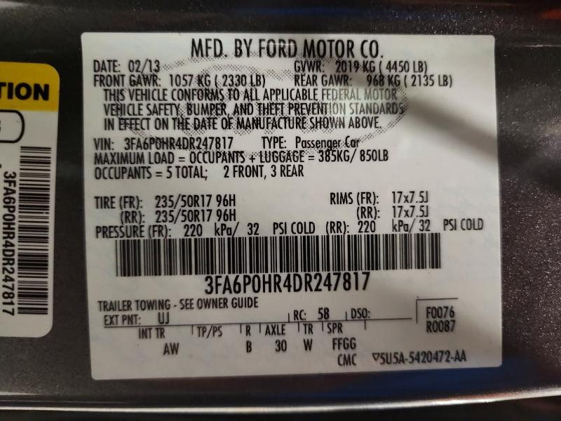 Продаж на аукціоні авто 2013 Ford Fusion, vin: 3FA6P0HR4DR247817, номер лоту: 69409296