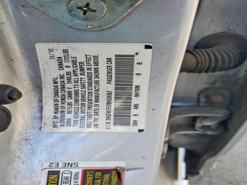 Продажа на аукционе авто 2011 Honda Civic, vin: 2HGFA1F57BH526562, номер лота: 66032616