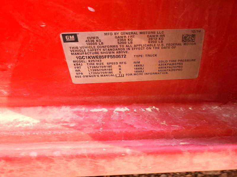 Aukcja sprzedaży 2015 Chevrolet Silverado, vin: 1GC1KWE85FF550672, numer aukcji: 68206166