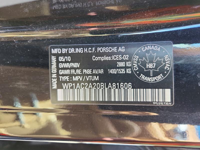 69375096 :رقم المزاد ، WP1AC2A20BLA81606 vin ، 2011 Porsche Cayenne مزاد بيع