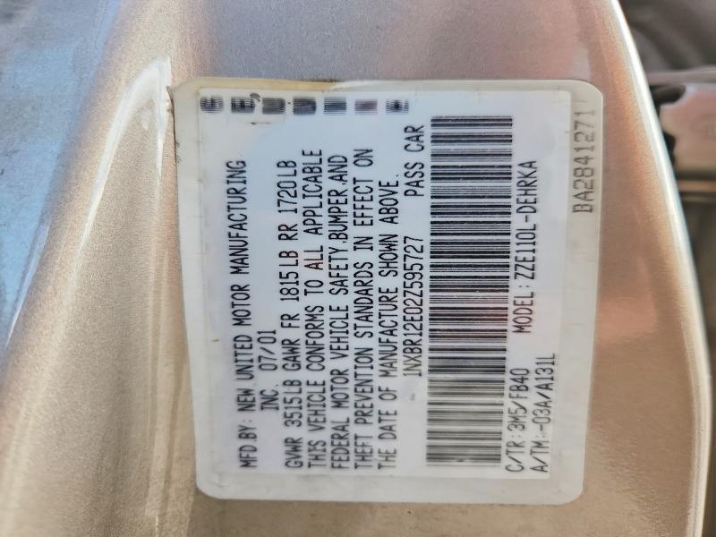 Продаж на аукціоні авто 2002 Toyota Corolla, vin: 1NXBR12E02Z595727, номер лоту: 68977216