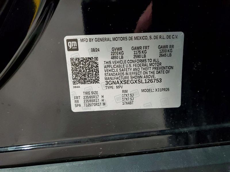 Aukcja sprzedaży 2025 Chevrolet Equinox, vin: 3GNAXSEGXSL126753, numer aukcji: 68043196